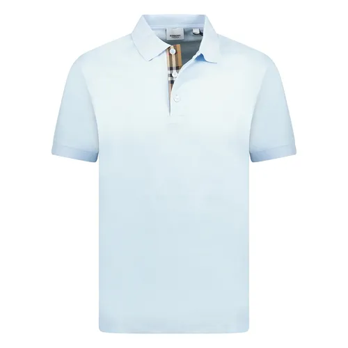 Áo Polo Nam Burberry Hartford Check Placket Polo Shirt Light Blue Màu Xanh Nhạt Size XS
