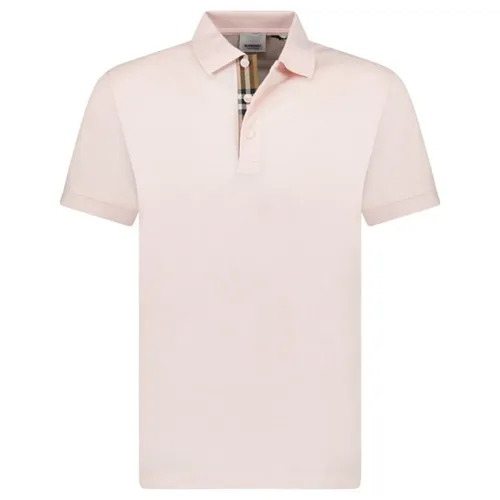 Áo Polo Nam Burberry Hartford Check Placket Polo Shirt Pink Màu Hồng Size XS