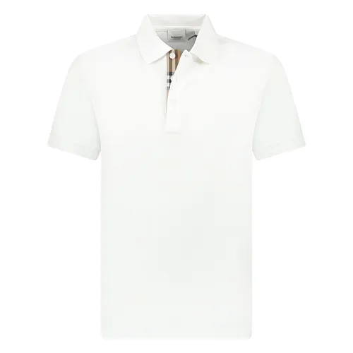 Áo Polo Nam Burberry Hartford Check Placket Polo Shirt White Màu Trắng Size XS