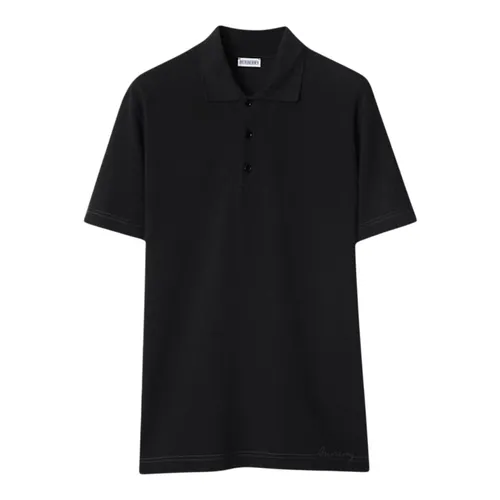 Thời trang - Áo Polo Nam Burberry Logo Embroidered Straight Hem Cotton In Black 8094280 Màu Đen Size S - Vua Hàng Hiệu