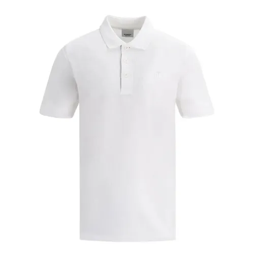 Áo Polo Nam Burberry White With TB Logo Polo Embroidered 8084012 A1464 Màu Trắng Size S