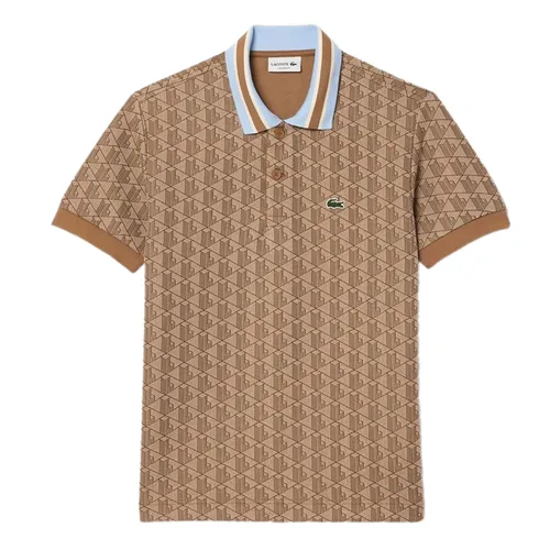 Thời trang Lacoste - Áo Polo Nam Lacoste Contrast Collar And Monogram Classic Polo Shirt DH1417 51 IRP Màu Nâu - Vua Hàng Hiệu