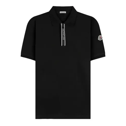 Áo Polo Nam Moncler Logo Appliqued Grosgrain In Black J10918A00002 89A16 Màu Đen Size S