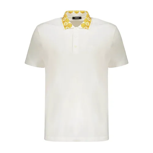 Thời trang Versace - Áo Polo Nam Versace Embroidered Cotton Polo Shirt 1012260 Màu Trắng Size XS - Vua Hàng Hiệu