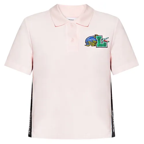Thời trang Áo Polo - Áo Polo Nữ Lacoste Shirt PF9345L Official Seasonal Patch Cropped Regular Màu Hồng Nhạt Size 38 - Vua Hàng Hiệu