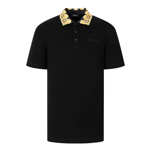 Thời trang Versace - Áo Polo Nam Versace Black With Collar Printed Shirt 1012260 Màu Đen Size XS - Vua Hàng Hiệu