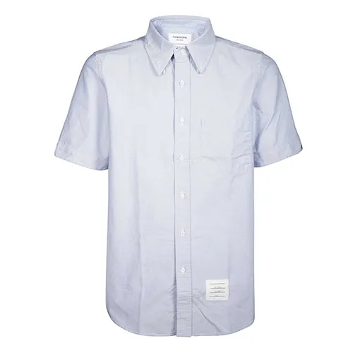 Thời trang Thom Browne Áo sơ mi - Áo Sơ Mi Cộc Tay Nam Thom Browne Logo-patch In Blue MWS239E 00139 480 Màu Xanh Nhạt Size 1 - Vua Hàng Hiệu