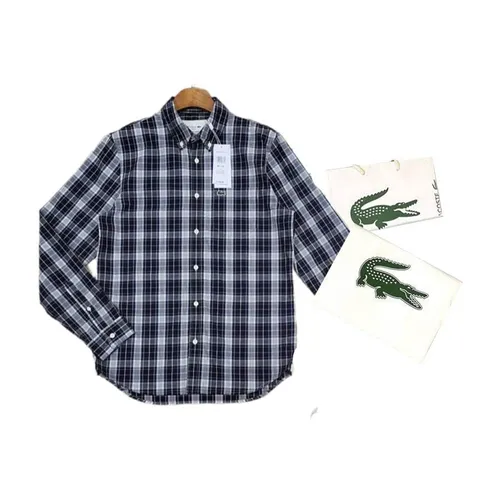 Thời trang Lacoste - Áo Sơ Mi Dài Tay Nam Lacoste Men's Long Sleeve Slim Fit Stretch Plaid Màu Kẻ Xanh Navy Size 38 - Vua Hàng Hiệu