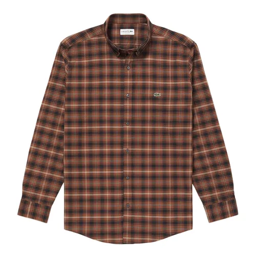 Thời trang Áo sơ mi - Áo Sơ Mi Dài Tay Nam Lacoste Regular Fit Multi-Check Shirt CH0493 WNC Màu Nâu/Đen Size 38 - Vua Hàng Hiệu