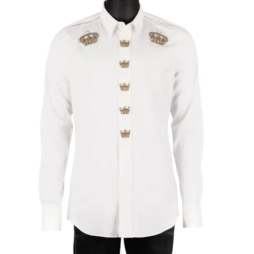 Áo Sơ Mi Nam Dolce & Gabbana D&G Vương Miện Gold (Sicilia) Màu Trắng Size 40