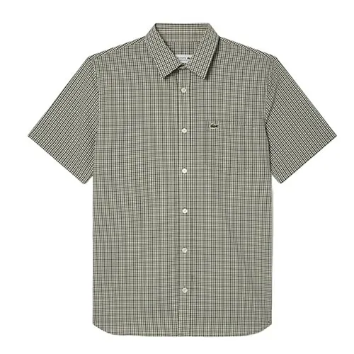 Áo Sơ Mi Nam Lacoste Men's Checkered Regular Fit Shirt Màu Đen Size 38