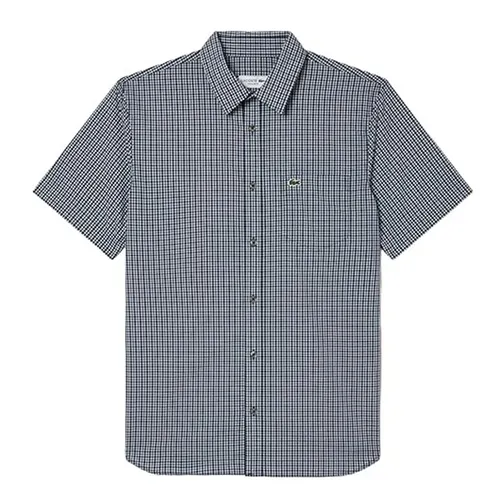 Áo Sơ Mi Nam Lacoste Men's Checkered Regular Fit Shirt Màu Xanh Navy Size 38
