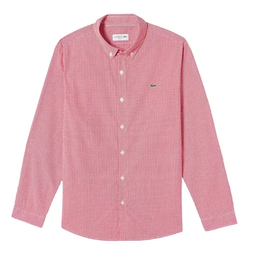 Thời trang - Áo Sơ Mi Nam Lacoste Poplin Nano Gingham Check Shirt CH2762 19A 9L0 Màu Đỏ Size 42 - Vua Hàng Hiệu