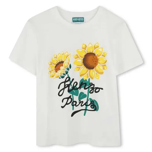 Thời trang - Áo Thun Nữ Kenzo Sunflower Print K61108 117 T-Shirt Màu Trắng Size 14Y - Vua Hàng Hiệu