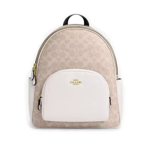 Balo Nữ Coach Court Backpack In Signature Canvas CZ176 Màu Be Trắng