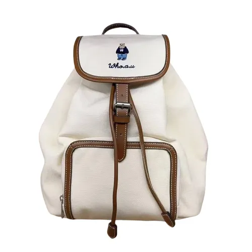 Túi xách - Balo WHOAU Steve Backpack Màu Trắng - Vua Hàng Hiệu