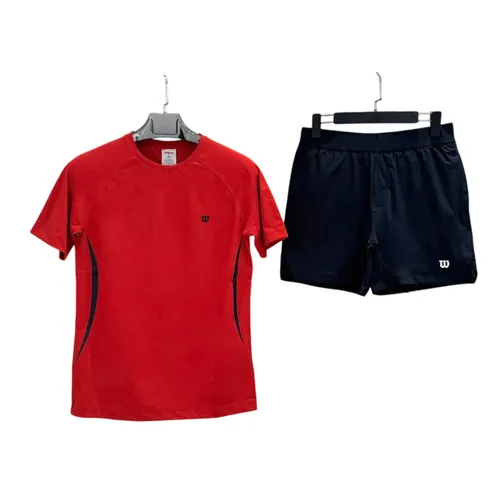 Wilson - Bộ Quần Áo Cộc Tay Nam Wilson Performance Tee Màu Đen Đỏ Size S (Form Á) - Vua Hàng Hiệu