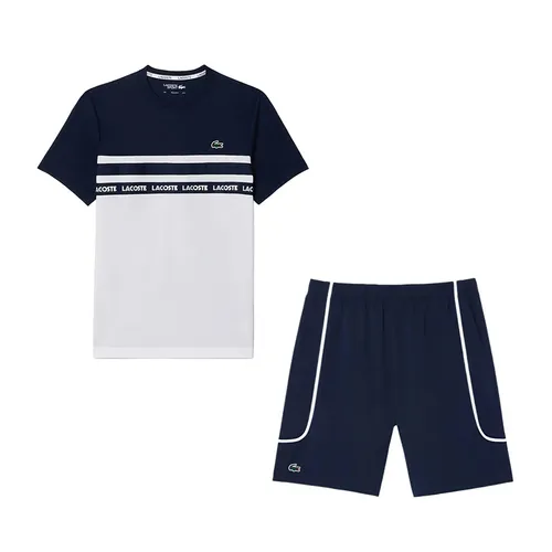 Bộ Thể Thao Nam Lacoste Ultra-Dry Logo Stripe Pique Tennis TH7515 522/GH7460 166 Màu Xanh Trắng