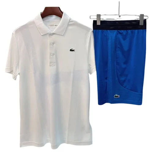 Thời trang - Bộ Thể Thao Nam Tennis/ Pickleball Lacoste Ultra Dry Novak Djokovic DH8971-001/ GH8950-3D3 Màu Trắng Xanh - Vua Hàng Hiệu