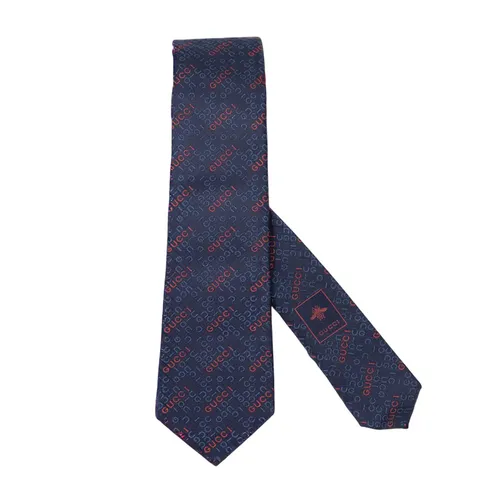 Thời trang Gucci - Cà Vạt Nam Gucci 792466 4E009 4274 Màu Xanh Navy - Vua Hàng Hiệu