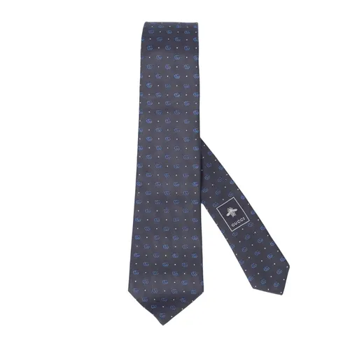 Thời trang Gucci - Cà Vạt Nam Gucci Navy With Logo 699659 4E002 Màu Xanh Navy - Vua Hàng Hiệu