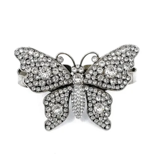 Cài Áo Nữ Gucci Rhinestone Butterfly Palm Cuff Màu Bạc Trắng