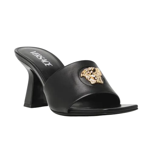 Dép - Dép Cao Gót Nữ Versace La Medusa 70 Sandals In Leather Màu Đen Size 36 - Vua Hàng Hiệu