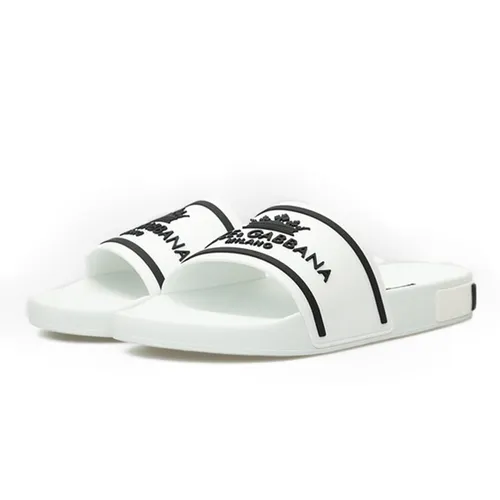Dép - Dép Nam Dolce & Gabbana D&G Rubber Logo Slide CS1884AO23218B926 Màu Trắng Size 42 - Vua Hàng Hiệu