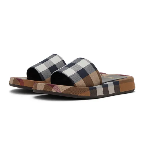 Dép Burberry - Dép Nữ Burberry Check Cotton Buckingham Slides Màu Nâu Size 37 - Vua Hàng Hiệu