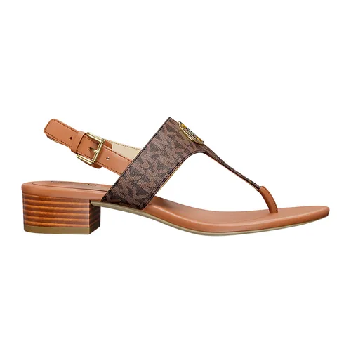 Dép - Dép Nữ Michael Kors MK Hannah Signature Logo T-Strap Sandal 49S5HNFS2B Màu Nâu Size 5.5 - Vua Hàng Hiệu