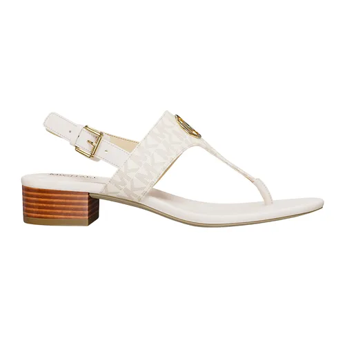 Dép - Dép Nữ Michael Kors MK Hannah Signature Logo T-Strap Sandal 49S5HNFS2B Vanilla Màu Trắng Size 5 - Vua Hàng Hiệu