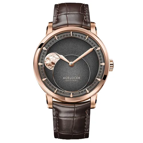 Đồng hồ - Đồng Hồ Nam Agelocer Moon Phase 6412D2 Màu Nâu - Vua Hàng Hiệu