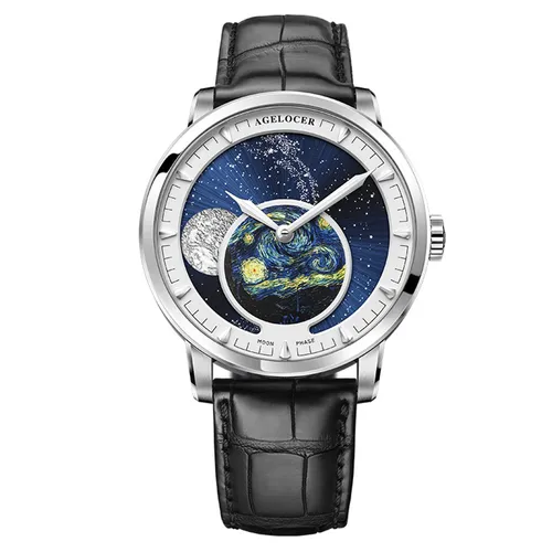 Đồng hồ - Đồng Hồ Nam Agelocer Moon Phases 6401A1 Màu Đen Xanh - Vua Hàng Hiệu