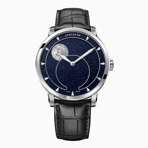 Đồng hồ - Đồng Hồ Nam Agelocer Moon Phases 6406A1 Màu Xanh Đen - Vua Hàng Hiệu