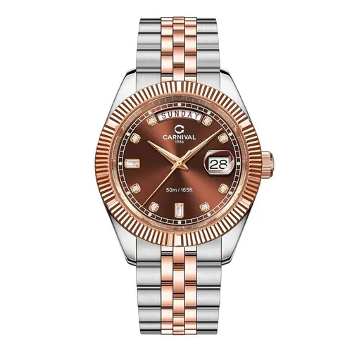 Đồng hồ - Đồng Hồ Nam Carnival Quartz Watch 8190G-CH-N Màu Demi Mặt Nâu - Vua Hàng Hiệu