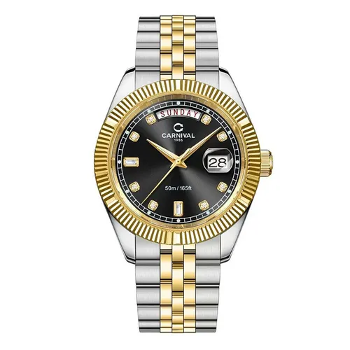 Đồng hồ - Đồng Hồ Nam Carnival Quartz Watch 8190G-CV-D Màu Demi Mặt Đen - Vua Hàng Hiệu