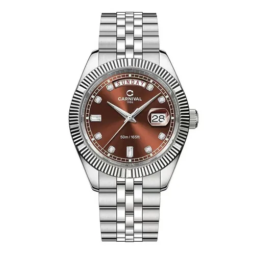 Đồng hồ - Đồng Hồ Nam Carnival Quartz Watch 8190G-VT-N Màu Bạc/Nâu - Vua Hàng Hiệu