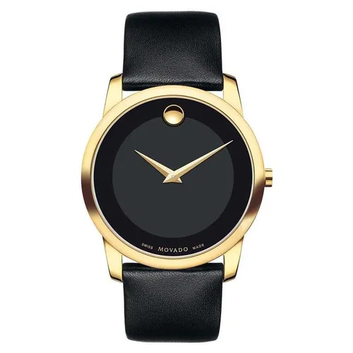 Movado - Đồng Hồ Nam Movado Men's Classic Analogue Quartz Watch With Black Leather 606876 Màu Đen - Vàng - Vua Hàng Hiệu