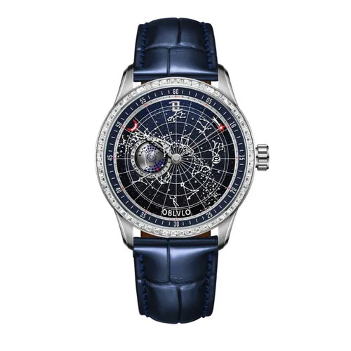 Đồng hồ Xanh Navy - Đồng Hồ Nam Oblvlo Luminous Earth Star GC-SW-SLSL Màu Xanh Navy - Vua Hàng Hiệu