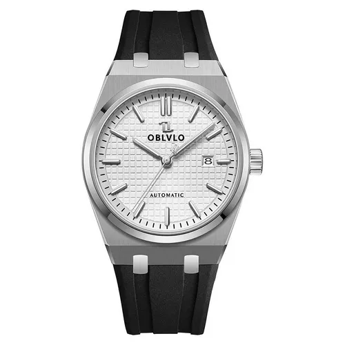 Đồng hồ - Đồng Hồ Nam Oblvlo Luxury Stainless Steel Mechanical Watches Màu Đen - Bạc - Vua Hàng Hiệu
