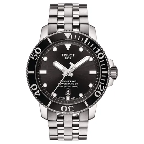 Đồng hồ Nam - Đồng Hồ Nam Tissot Automatic T120.407.11.051.00 Seastar 1000 Powermatic 80 (T1204071105100) Màu Bạc Đen - Vua Hàng Hiệu