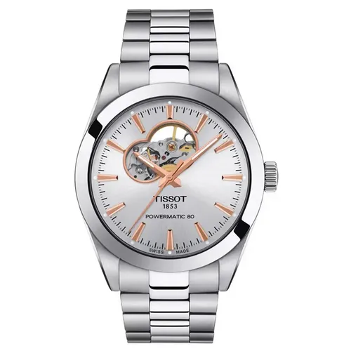 Đồng Hồ Nam Tissot Gentleman Powermatic 80h Open Heart T127.407.11.031.01 Màu Bạc