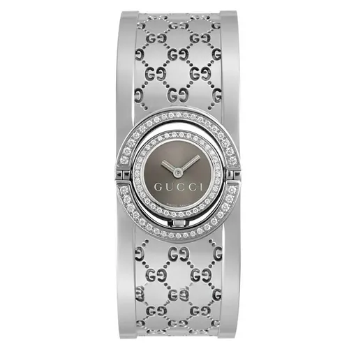 Đồng Hồ Nữ Gucci Twirl 112 Diamonds Brown Dial Silver Tone 17mm YA112504 Màu Bạc - Nâu