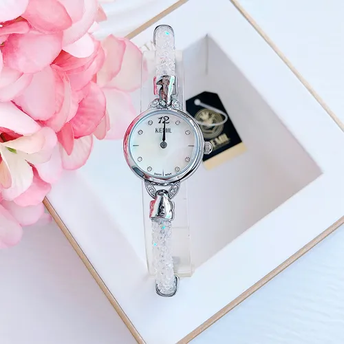 Đồng Hồ Nữ Kemil Swarovski Crystal Bangle Watch KM2401 Màu Bạc