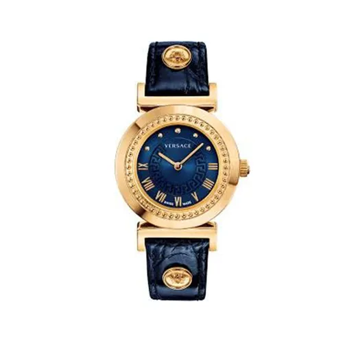 Đồng hồ Versace - Đồng Hồ Nữ Versace Vanity Quartz Movement Blue Dial Ladies Watches, 35mm P5Q80D282 S282 Màu Xanh Vàng - Vua Hàng Hiệu