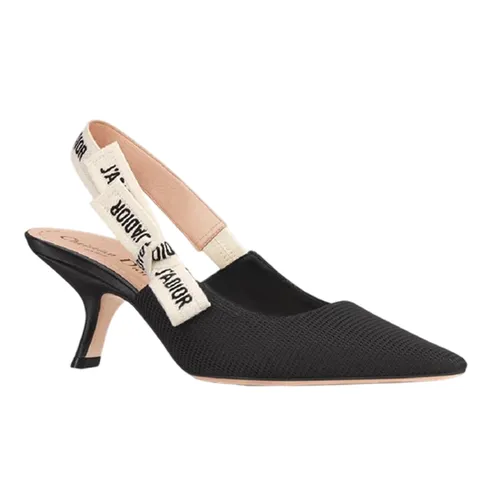 Giày Cao Gót Nữ Dior J'Adior Slingback Pump in Black Technical Fabric Màu Đen Be Size 36