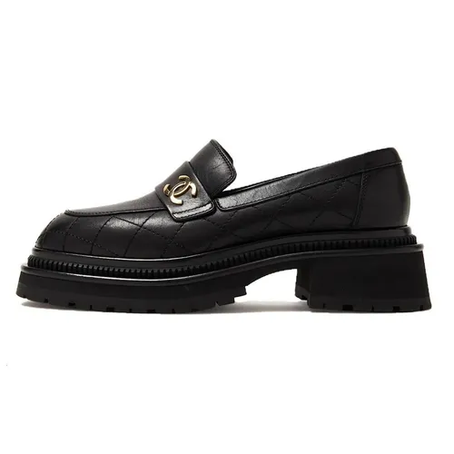 Giày Lười Nữ Chanel Loafers Women's Black Màu Đen Size 38
