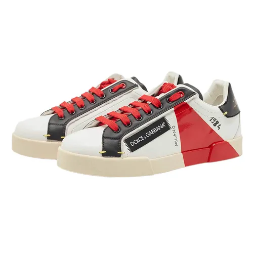 Giày Thể Thao Nam Dolce & Gabbana Multicolor Leather 1984 Milano Sneakers Màu Trắng - Đỏ Size 39