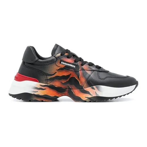 Giày - Giày Thể Thao Dsquared2 D42 Tiger Print Sneakers Màu Đen - Vua Hàng Hiệu