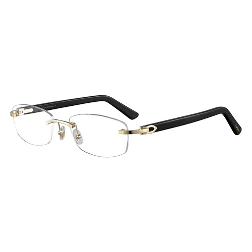 Kính mắt Pháp - Gọng Kính Unisex Cartier Signature C Glasses CT0048O 002 Màu Đen Vàng - Vua Hàng Hiệu